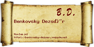 Benkovsky Dezsér névjegykártya